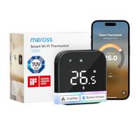 Meross Termostato Calefaccion WiFi Matter, Termostato WiFi Negro | Compatible con HomeKit, Alexa Google Home, y Home Assistant, Bajo Consumo Programable, Detección Ventana Abierta