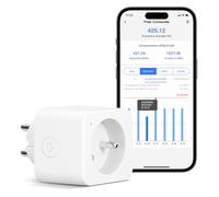Meross - Toma conectada (tipo E), 16 A, conector WiFi compatible con Alexa y Google Home, toma de consumo eléctrico inteligente con control de voz, control remoto y configuración Bluetooth