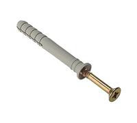 Merriway Tornillo fijador BH05917 con taco de nailon para paredes sólidas, M6 x 70 mm, Pack de 20, blanco, BH05918