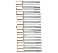 Merriway Tornillo fijador BH05917 con taco de nailon para paredes sólidas, M6 x 70 mm, Pack de 20, blanco, BH05917