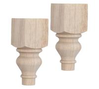 MERRYHAPY 2 Piezas Pata Redonda de Madera Maciza Superficie Tallada sin Acabado Estilo Francés Shabby Chic y Tornillos para Instalación Sencilla y Mayor Estabilidad para Sofá y Mesa de