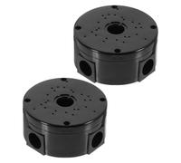 MERRYHAPY Caja de conexiones de cámara exterior redonda, caja de conexiones de seguridad, plástico negro, 2 piezas, impermeable, para pared y uso exterior, para ocultar cable