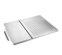 MERRYHAPY Placa de Parrilla Cuadrada de Acero Inoxidable para Asar | Antiadherente y Fácil de Limpiar, Color Plata, para Buffet y Restaurante Interior, Uso Práctico