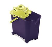 Mery | Cubo Automático | Cubo para Fregona | Cubo con Ruedas | Polipropileno | 20 litros | Morado y Lima | Medidas: 28,5x43,5x42 cm