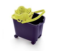 Mery | Cubo de fregona | Ecológico | Escurre sin esfuerzo | Cubo escurridor automático | Con ruedas | Morado | 14L | Medidas: 38,20x25,5x39 cm