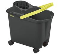 Mery | Cubo para fregona | Cubo con ruedas giratorias | Cubo con escurridor amplio | Resistencia máxima | Gris | Capacidad 14 litros