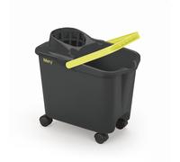 Mery Cubo para fregona Cubo con ruedas giratorias Cubo con escurridor amplio Resistencia máxima Gris Capacidad 14 litros