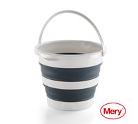 Mery Cubo Plegable 12 litros PP+thermoplástico Cubo con Asa Gris Claro y Oscuro 35x26cm Plegado 35x6,50 cm
