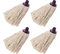 Mery | Fregona de Algodón | Fregona Absorbente | Cabezal Extragrande | Rosca Universal | Resistente | Crudo | Medidas: 22 cm (Paquete de 4)