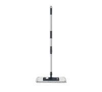 Mery | Mopa Microfibra Premium | Palo Telescópico Aluminio Máximo 140 cm | Rosca Universal | Lavable | Ecológico | Gris y Negro | Medidas Mopa: 45x15 cm