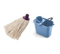 Mery | Set Fregona Algodón La Original + Cubo Rectangular Escurridor | Limpieza Hogar | Blanco