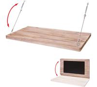 Mesa abatible de pared HWC-H48, estantería abatible de pared, mesa con pizarra, plegable, madera maciza, aproximadamente 100x50 cm