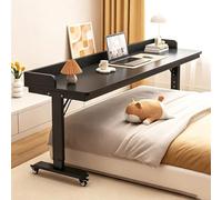 Mesa ajustable para cama con ruedas, carrito de escritorio para laptop, altura ajustable, estación de trabajo y mesa de comedor, escritorio médico rodante para ancianos(D,100x40x68cm/39.4x15.7x26.7")