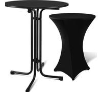 Mesa alta con cubierta – plegable – 80 x 110 cm – negra – plegable – mesa de cóctel – mesa alta – mesa auxiliar – mesa para fiestas