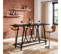 Mesa alta de 160 cm, mesa auxiliar con estructura de metal resistente, moderna barra para el hogar en estilo industrial, ideal para cocina, comedor o sala de estar. Mesa consola de color negro