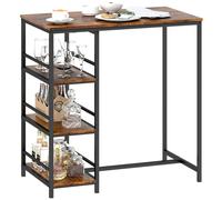 Mesa alta de cocina HOMCOM, mesa de comedor/café con 3 estantes de acero para almacenamiento y estructura, para comedor y cafetería.