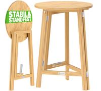 Mesa alta de madera maciza 80cm diámetro plegable