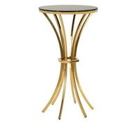 Mesa Alta De Metal Y Cristal En Color Dorado Y Negro (ø 50x92 Cm)