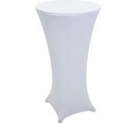 Mesa alta + funda para mesa alta HWC-J30, funda para mesa tipo bistró, plegable y con altura ajustable, diámetro 60 cm Funda blanca