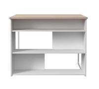 Miroytengo Mesa Alta Isla Cocina Buh Mueble Auxiliar Color Blanco y Roble Jackson fácil de combinar 116x90x80 cm White/ wood -