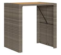 Mesa Alta Jardín Superficie Madera Ratán Pe Gris 105x80x110 Cm Vidaxl