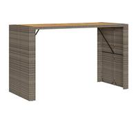 Mesa Alta Jardín Superficie Madera Ratán Pe Gris 185x80x110 Cm Vidaxl
