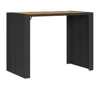 Mesa Alta Jardín Superficie Madera Ratán Pe Negro 145x80x110 Cm Vidaxl