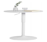 CLP Mesa Alta Redonda Lamoni 60cm, Bar Bistró Regulable en Altura, Giratoria 360 Grados, Estructura Metálica Robusta con Protección Suelo | Color Blanco/Blanco Forma Redondo