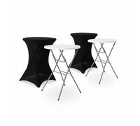 Mesa alta plegable con funda protectora para eventos, set de 2 negro - 81x81x110 cm
