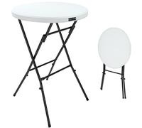 Mesa alta redonda de plástico blanca 75cm diámetro plegable