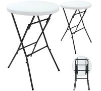 Mesa Alta Set de 2 Plástico Blanco Ø75cm Plegable