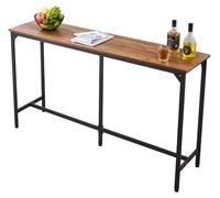 Mesa alta VEVOR con bordes redondeados y diseño extensible horizontal, mesa rectangular para bar (1600 x 398 x 915 mm), mesa bistró para comedor, color marrón claro y , ideal para minibar