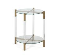 Mesa auxiliar 45x40x52 cristal acrilico metal dorado, de cristal, acrílico, metal metacrilato/hierro/cristal, color dorado pintura dorado, 45x40x52 cm Fijalo