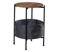 Mesa auxiliar And OutdoorMatch Krystel - 59 x 47 cm - Negra y color nogal - Fabricada en tablero de partículas, metal y tela - Ofrece espacio de almacenamiento práctico - Diseño elegante