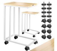 Mesa auxiliar blanca juego de 2 ruedas móviles accesibles para silla de ruedas 50x35x65/70cm con freno