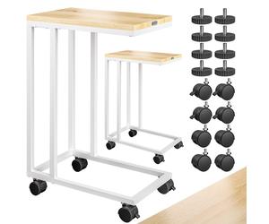 Mesa auxiliar blanca juego de 2 ruedas móviles accesibles para silla de ruedas 50x35x65/70cm con freno