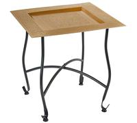 Mesa auxiliar bohemia decorativa de metal Sule de 42 cm cuadrada, mesa de té redonda oriental pequeña con estructura plegable en color negro. La bandeja. Estas mesas plegables son orientales en color