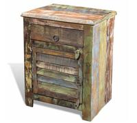 Mesa Auxiliar Con 1 Cajón Y 1 Puerta Madera Reciclada Vidaxl