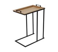 Mesa auxiliar con bandeja extraíble de estructura negra 45x28x59cm