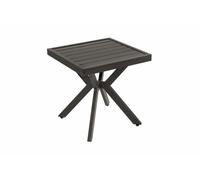 Mesa auxiliar cuadrada exterior - aluminio, resistente al clima, fácil de mantener - marrón oscuro