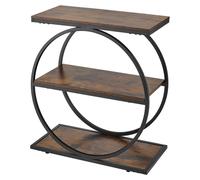 Mesa auxiliar de 3 niveles, estrecha, con estantes abiertos para almacenamiento. Mesa de noche moderna con estructura de metal redonda, ideal como mesita auxiliar para el sofá en sala de estar, dormit