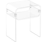 Mesa auxiliar de acrílico, con 2 niveles, mesa de noche transparente con estante de almacenamiento, moderna mesa auxiliar rectangular de acrílico, mesita de noche transparente y resistente para dormit