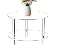 Mesa auxiliar de acrílico, soporte para tocadiscos, mesita de noche, soporte giratorio, muebles transparentes, mesita de noche de 15.7 x 15.7 x 16.5 pulgadas para espacios pequeños, dormitorio, sala