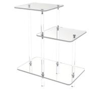 Mesa auxiliar de acrílico transparente - Soporte moderno de 3 niveles, estructura cuadrada con gradas, muebles decorativos pequeños | Expositor transparente para ordenador portátil, libro, teléfono