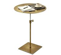 Mesa auxiliar de altura ajustable con base resistente para sala de estar - Mesas de comedor de cocina redonda/cuadrada mesa altas de bar acero inoxidable dorado/plateado(Gold,ROUND_TOP 50CM)