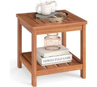 Mesa auxiliar de COSTWAY, mesa de jardín con compartimento de almacenamiento, mesa de madera, pequeña mesa para balcón, mesa de centro para jardín, balcón o terraza, 45 x 45 x 44 cm