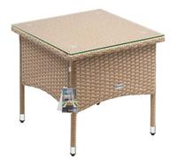 Mesa auxiliar de jardín poliratán beige 50x50x45cm