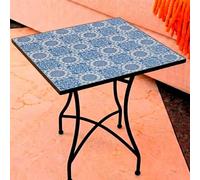Mesa Auxiliar de Patio de Mosaico Redonda - Mesa de Café para Jardín y Terraza con Patas de Hierro Forjado Antióxido, Mesa Pequeña Decorativa para Exterior e Interior, 58x58x72, Modelo Pietro