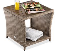 Mesa auxiliar de poliratán crema 45x45x40cm