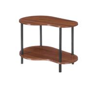 Mesa Auxiliar Doble Estante MDF y Metal Efecto Madera 57x37x41 cm